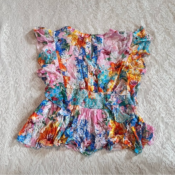 Anthropologie Bhanuni by Joyti embroidered ruffle sleeve beaded top - Picture 14 of 15